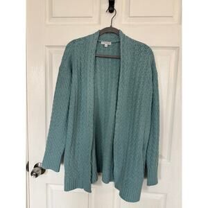 NorthStyle Teal Pointelle Knit Open Front Cardigan Sweater - Size M